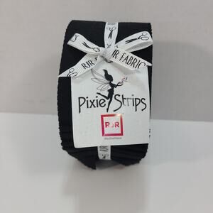RJR Fabrics Pixie Stips Cotton Supreme Solid Black Jelly Roll 40 Strips 2.5"